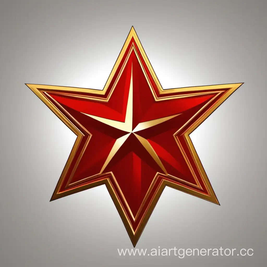 Minimalist-IT-Logo-with-a-Red-Star-and-Golden-Rim
