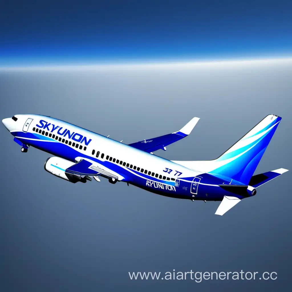 SkyUnion-Blue-Liveried-Boeing-737-Soaring-in-the-Skies