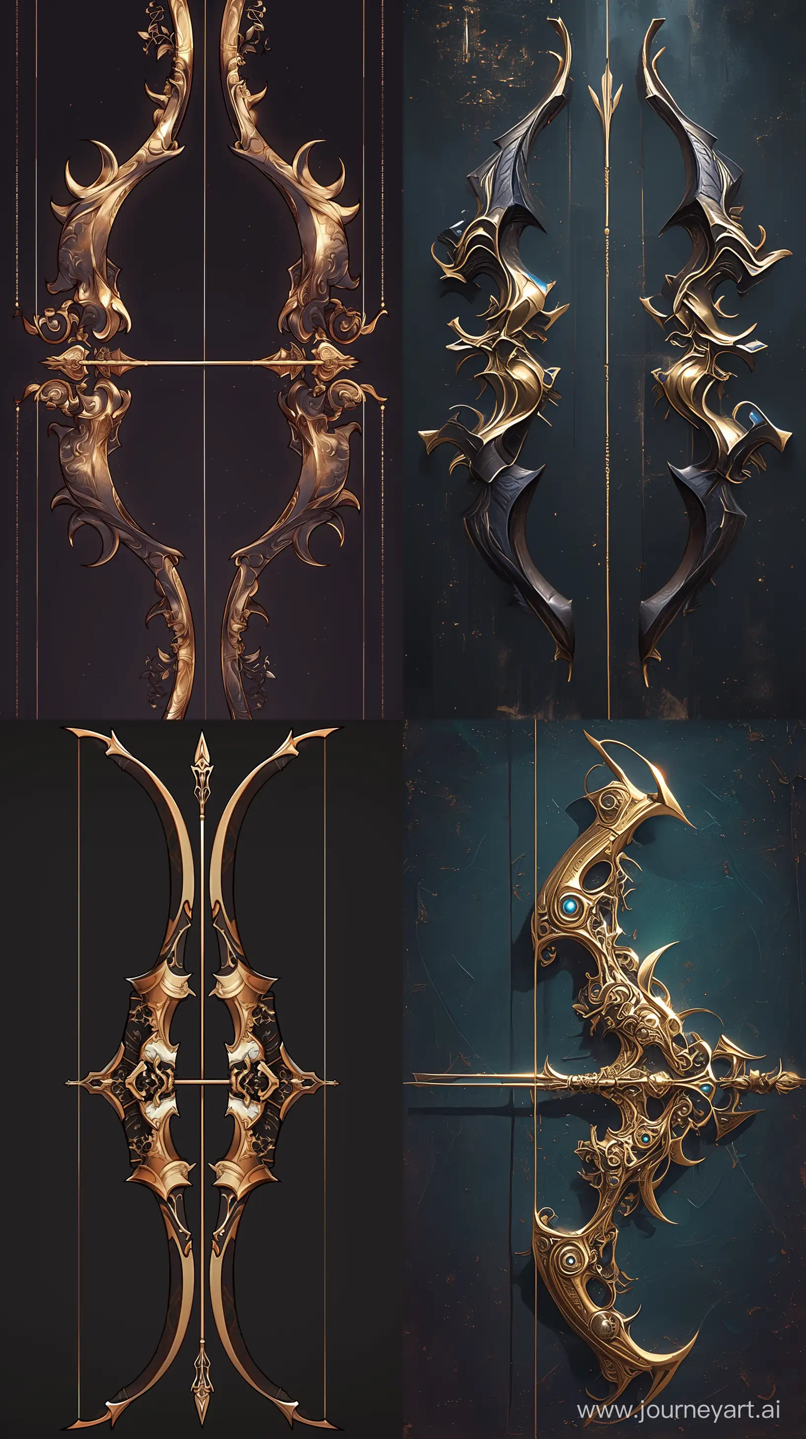 Elegant-Gilded-Bow-Weapon-on-Decorative-Sheet