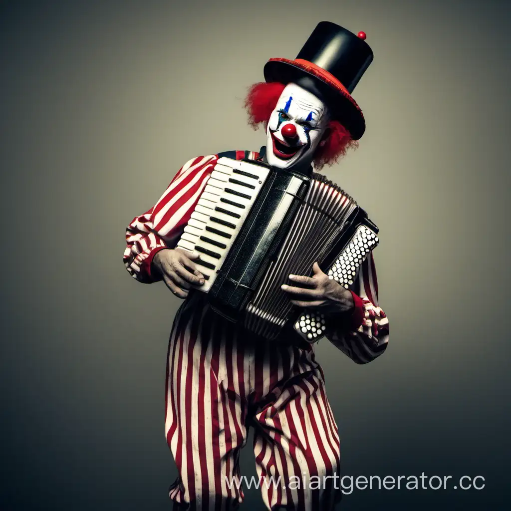 клоун играет на аккордеоне
