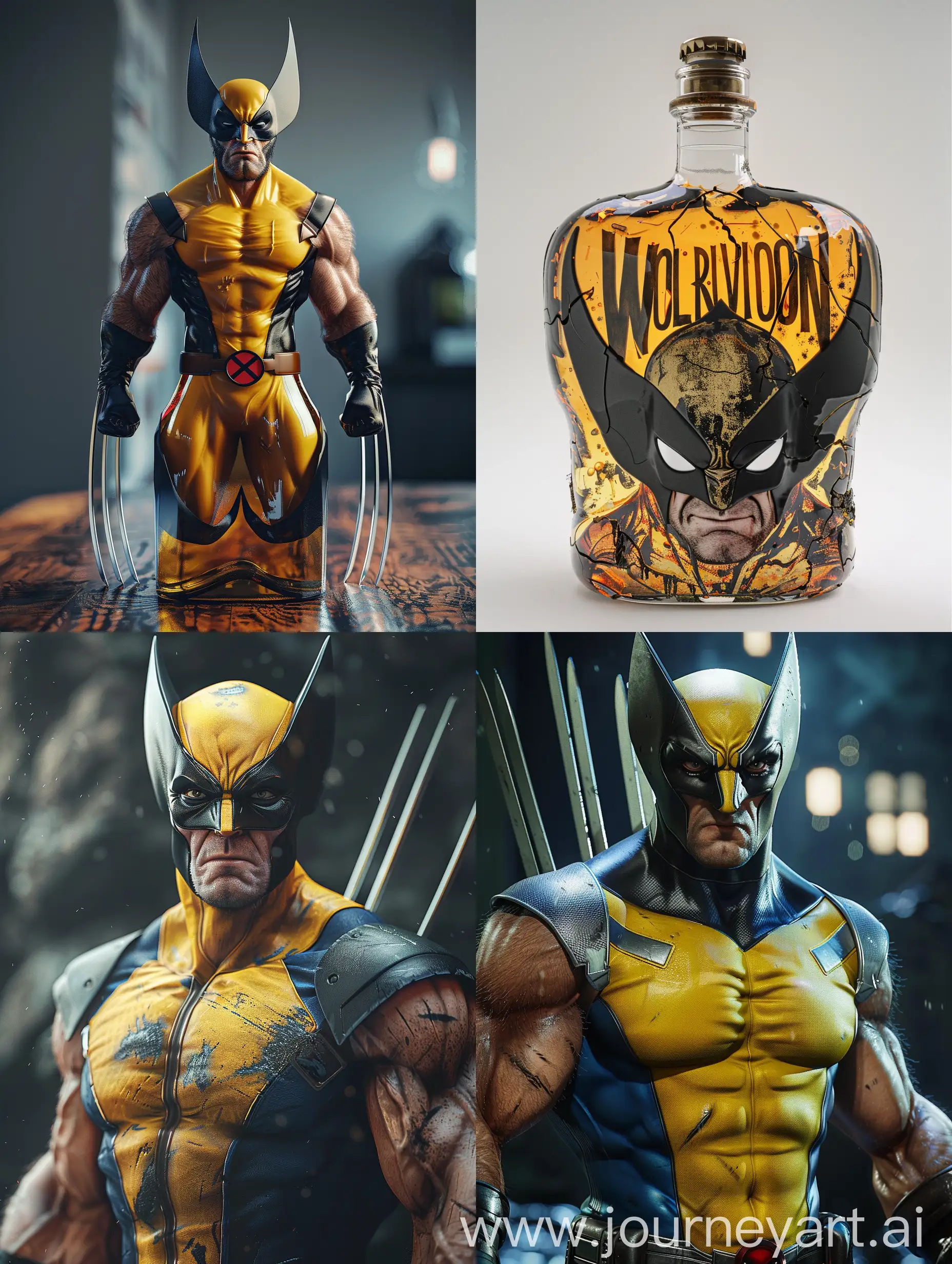 bottle wolverine text " Wolverine", ultra realistic, hyper detailed, 8k, --v 6.0