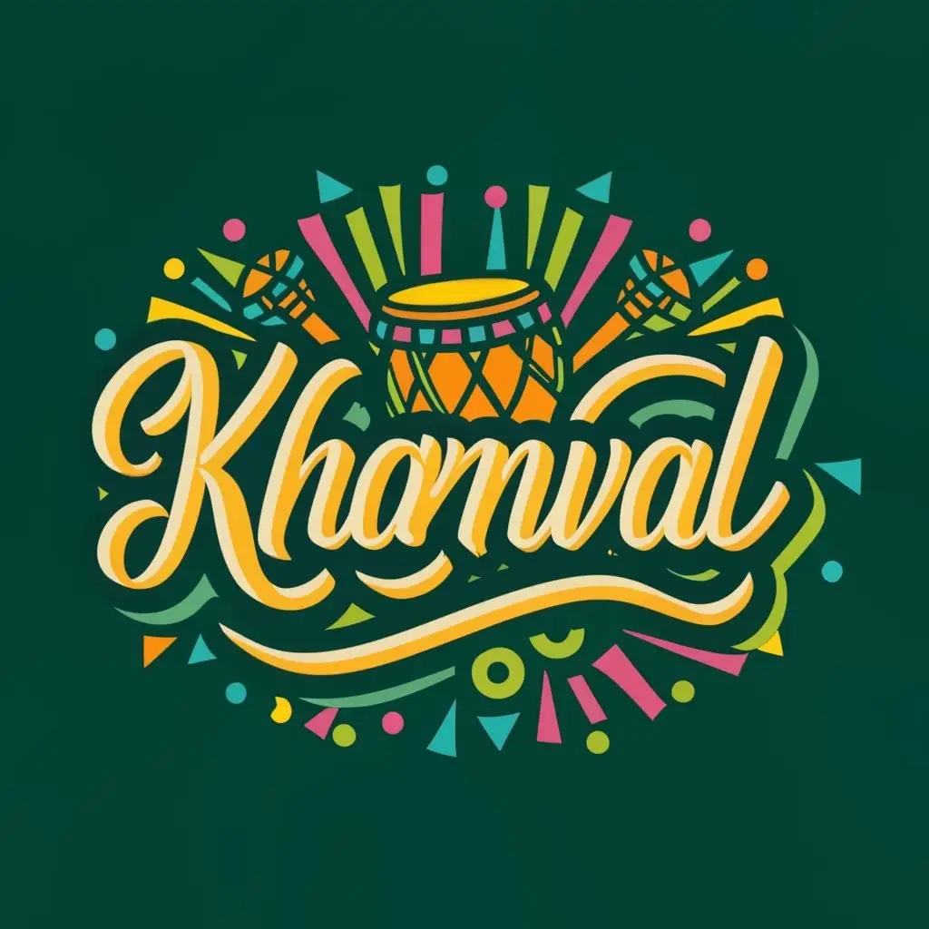 a logo design,with the text "Kharnival", main symbol:Caribbean Brazilian festival music drums instruments bright colors,Moderate,clear background