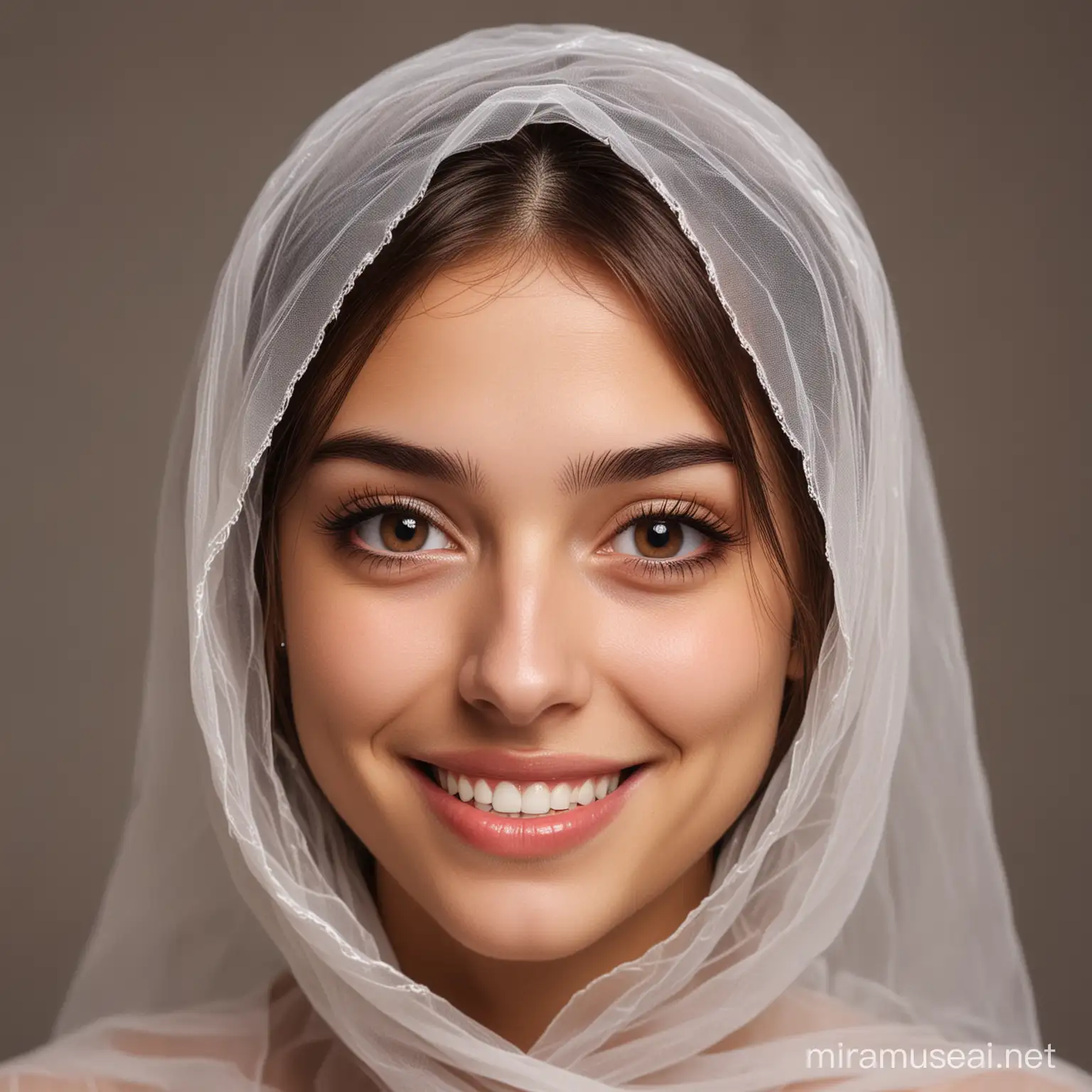 Veiled Girl with Piercing Gaze and Bright Smile