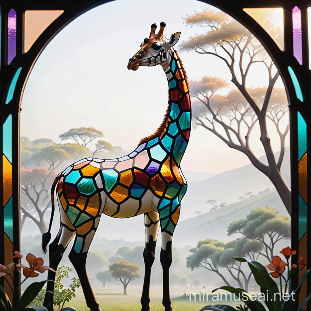 Colorful Stained Glass Giraffe Design
