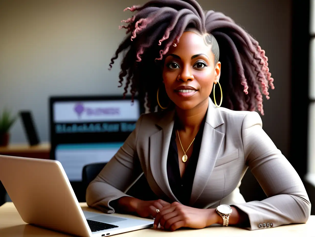 A young 43 year old black woman pursuing her dreams of being an entrepreneur in business

