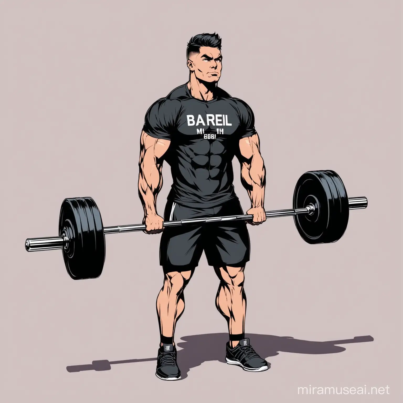 barbell with weight for a t-shirt