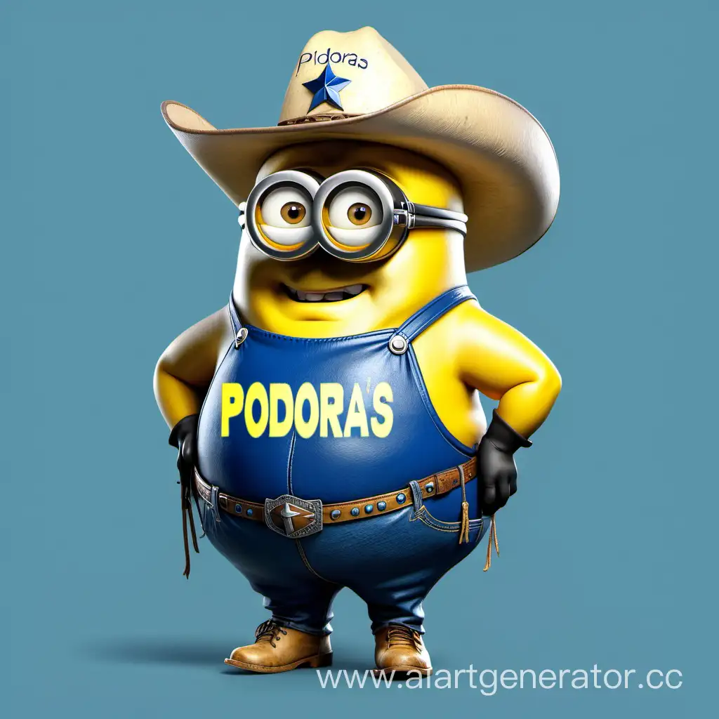 Cheerful-Minion-Cowboy-in-Blue-and-Yellow-PIDORAS-Shirt