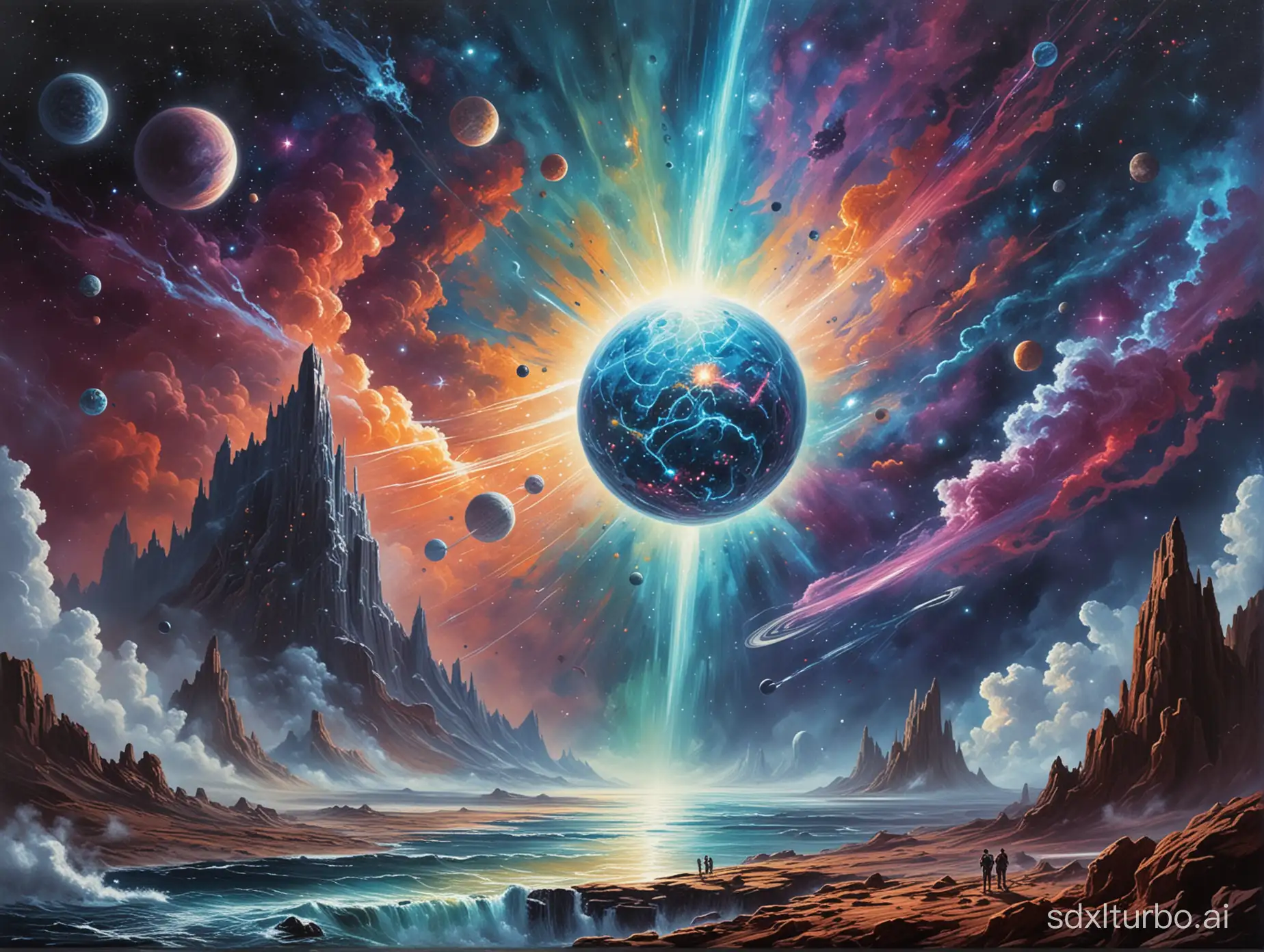 Cosmic science fiction painting
