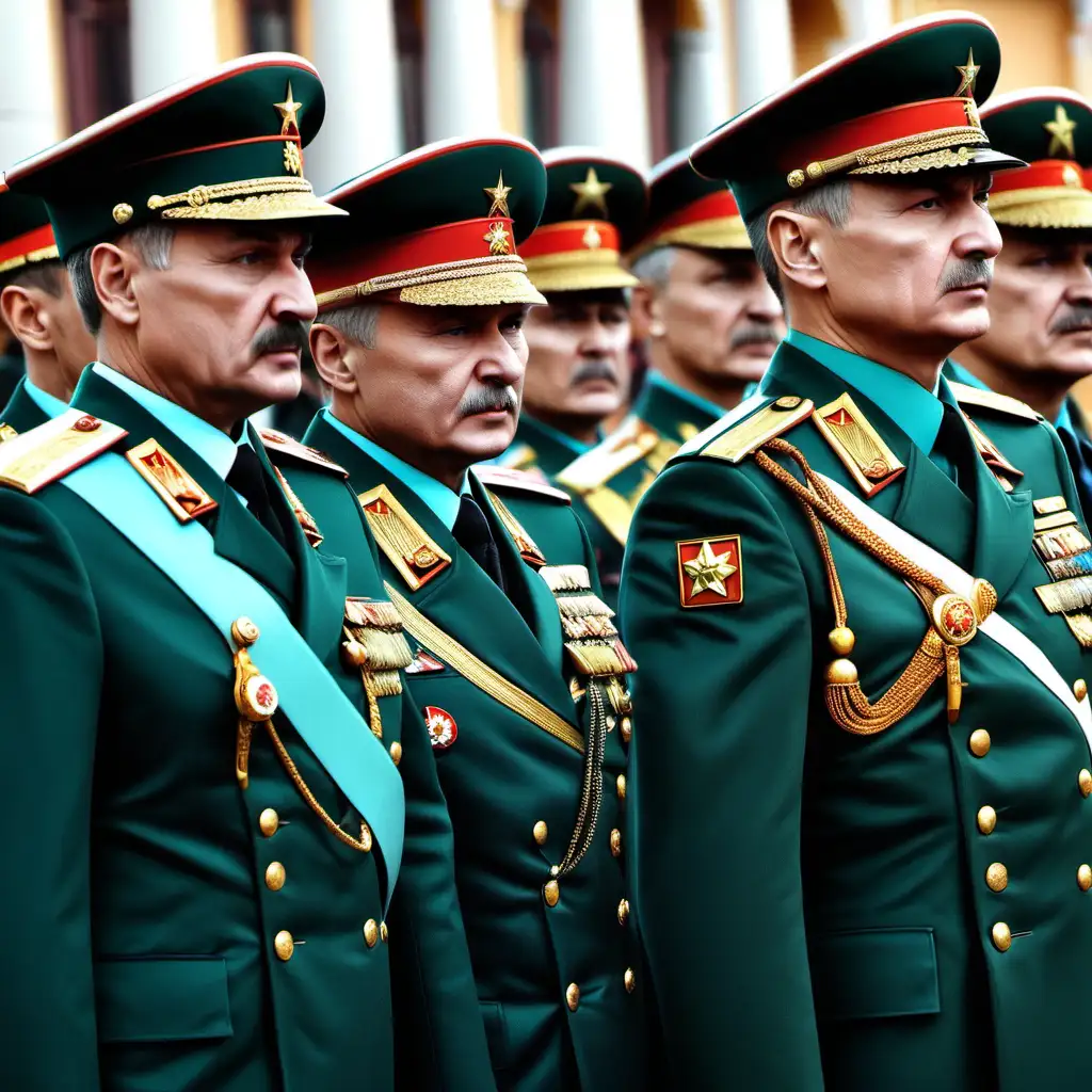 Distinguished Russian Army Generals in Formal Uniforms