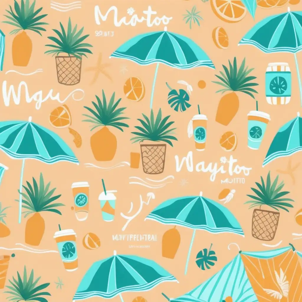 Graphic design for the May box. Abstract print backgrounds or illustrations expressing euphoric summer vibes and the tan glaze aesthetic associated with the Beach ready theme. Visually appealing packaging design. You know what they say: girls just wanna have sun, and happiness comes in waves. So, grab a mojito and dive into this summer beauty playground.