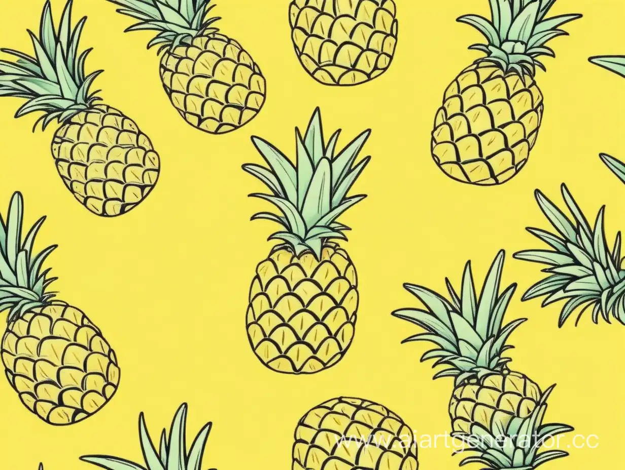Cheerful-Cartoon-Pineapples-on-Vibrant-Yellow-Background