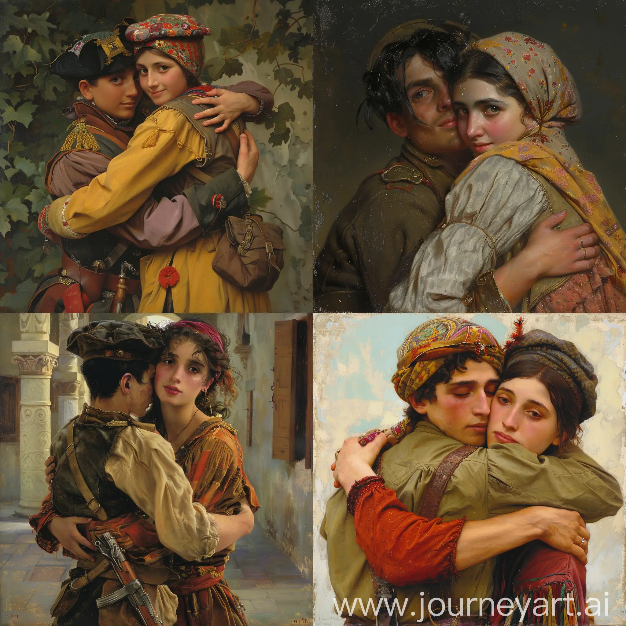 Enchanting-Embrace-of-a-Gypsy-and-Hussar-in-Romantic-Harmony