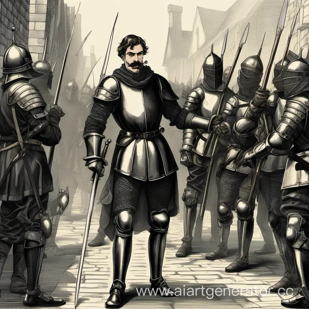 Medieval-Guard-Apprehending-Criminal-in-Leather-Armor