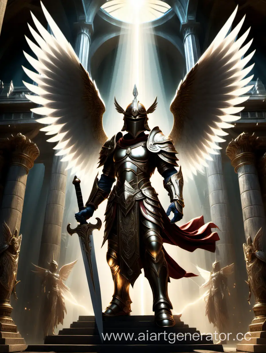Fantasy-Winged-Guardian-Protecting-Temple-with-Sword-and-Helmet