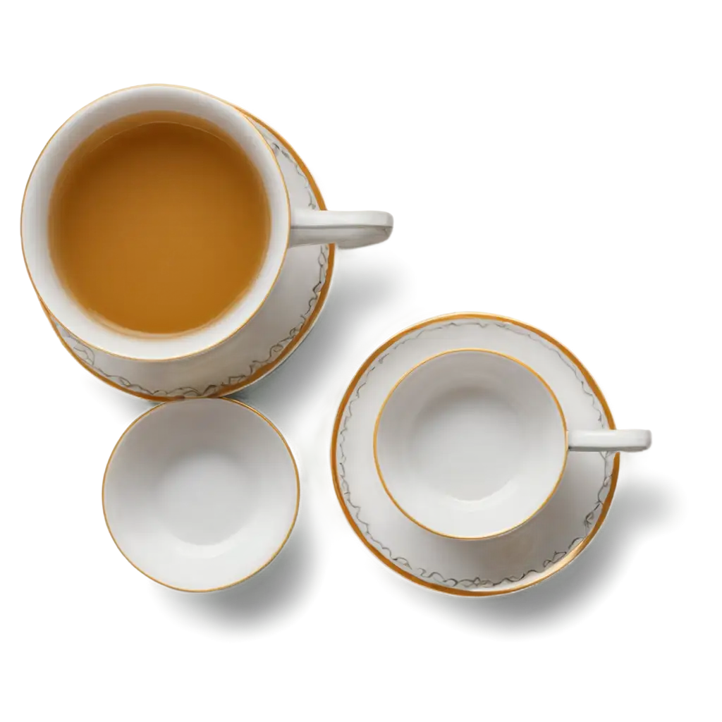 a teacup and a saucer top bottom view 