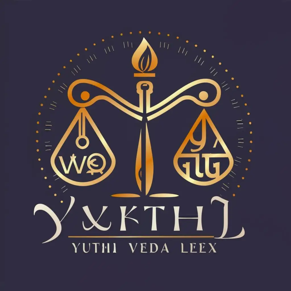 logo, letters and symbols, with the text "Yukthi Veda Lex", typography, be used in Legal industry
