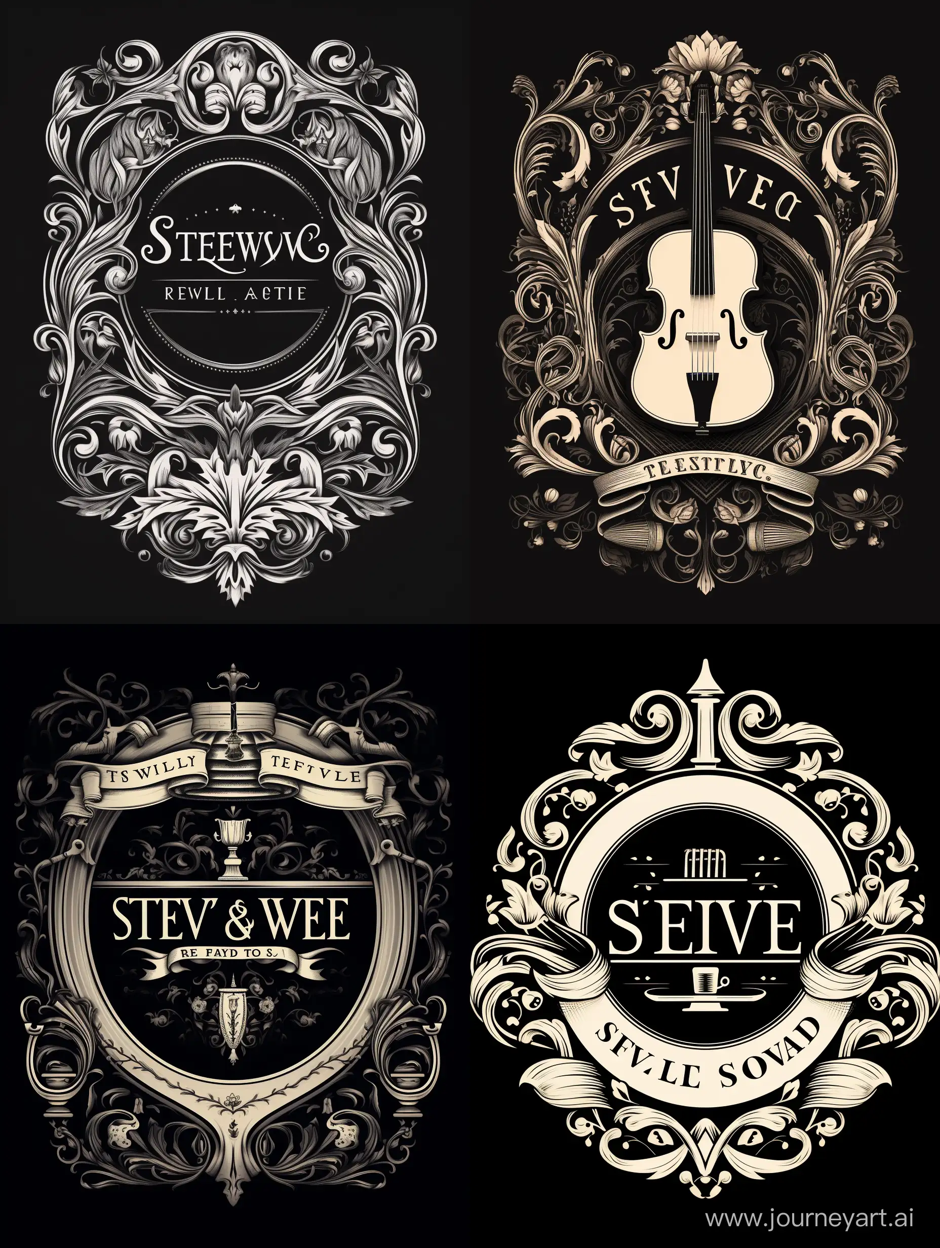 « STEEVE & FOLK » logo, carpet cleaning service company, European style, black and white