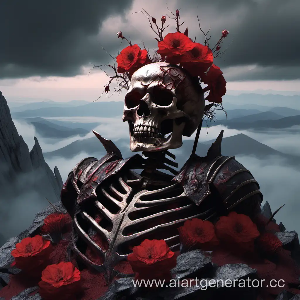 Majestic-Mountain-Skeleton-with-Crimson-Flower