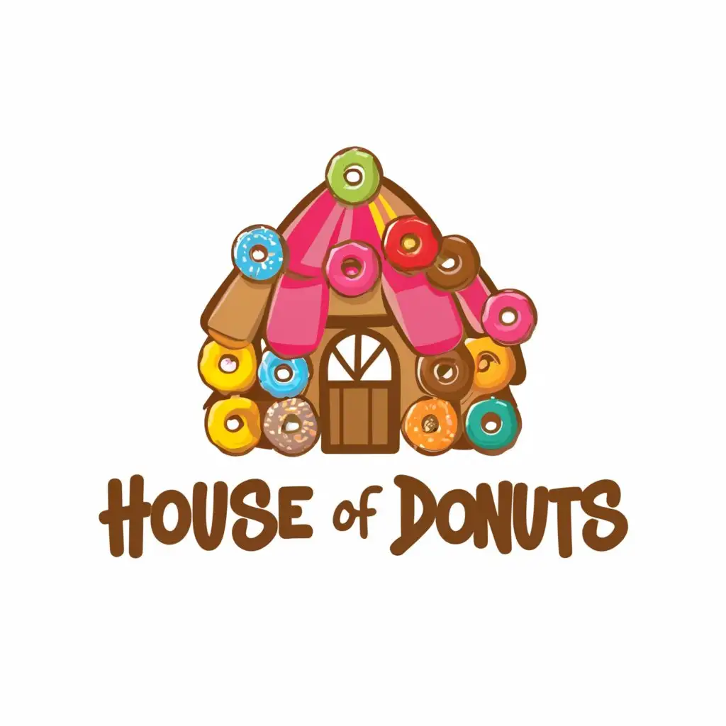 a logo design,with the text "House of donuts", main symbol:A house with donuts,Moderate,clear background