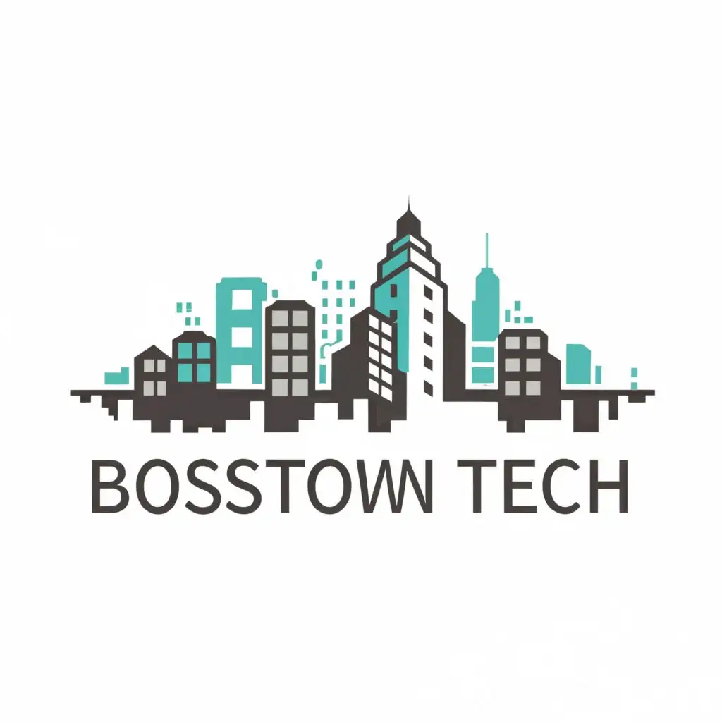 logo, City, with the text "BossTown Tech", typography