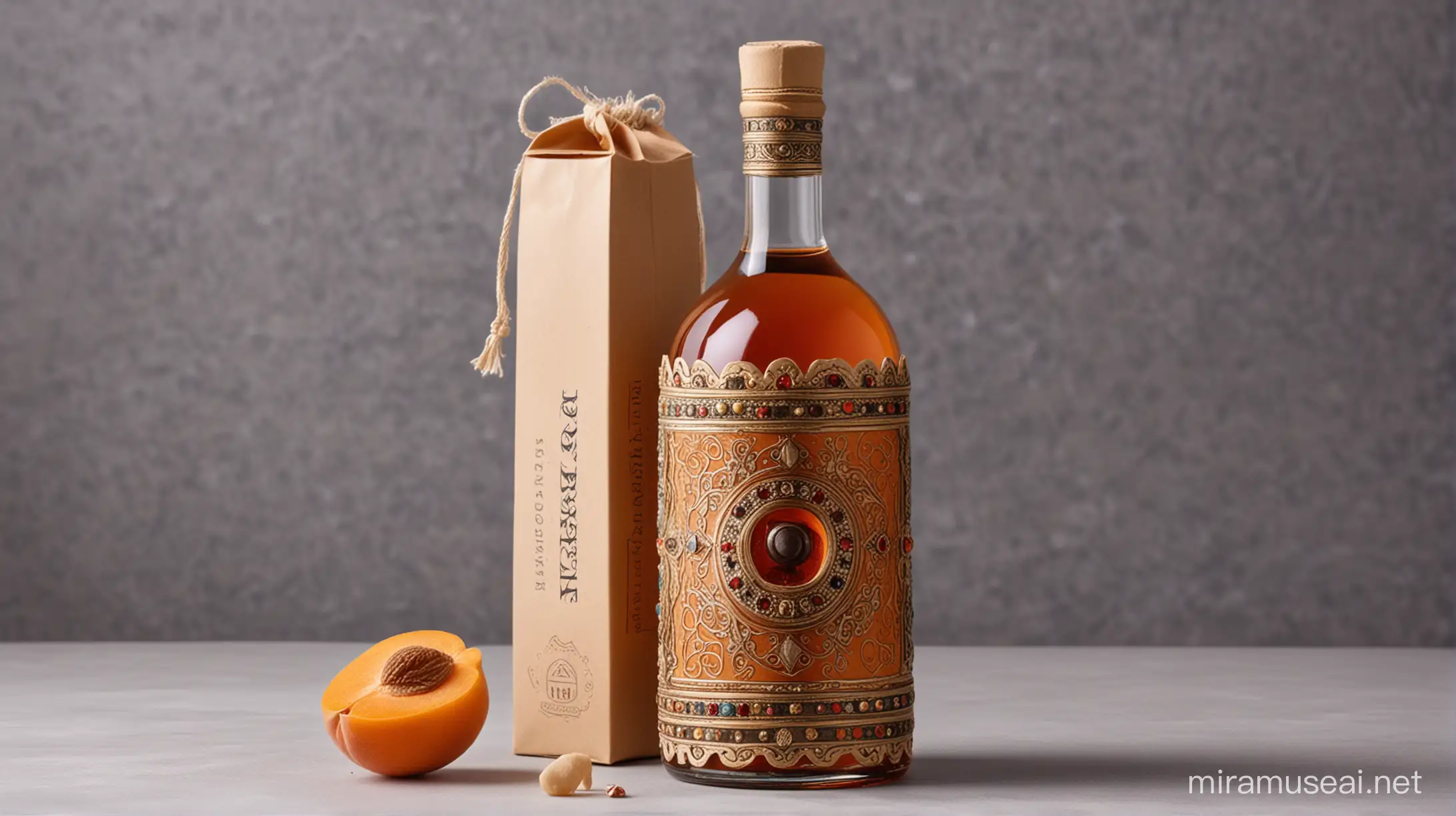Luxurious Modern Armenian Apricot Wine KARS Bottle with Ornamented Packaging