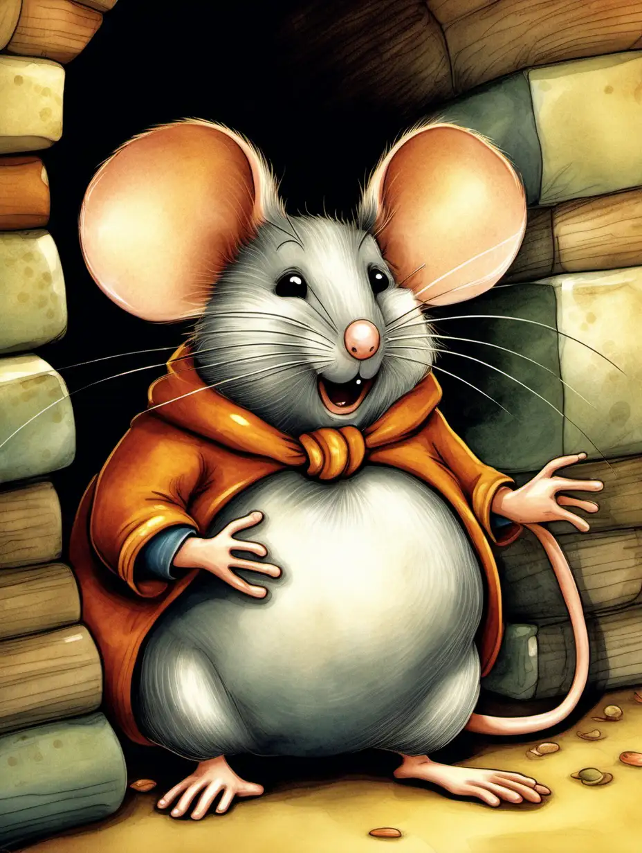 Charming Storybook Illustration of a Plump Mouse