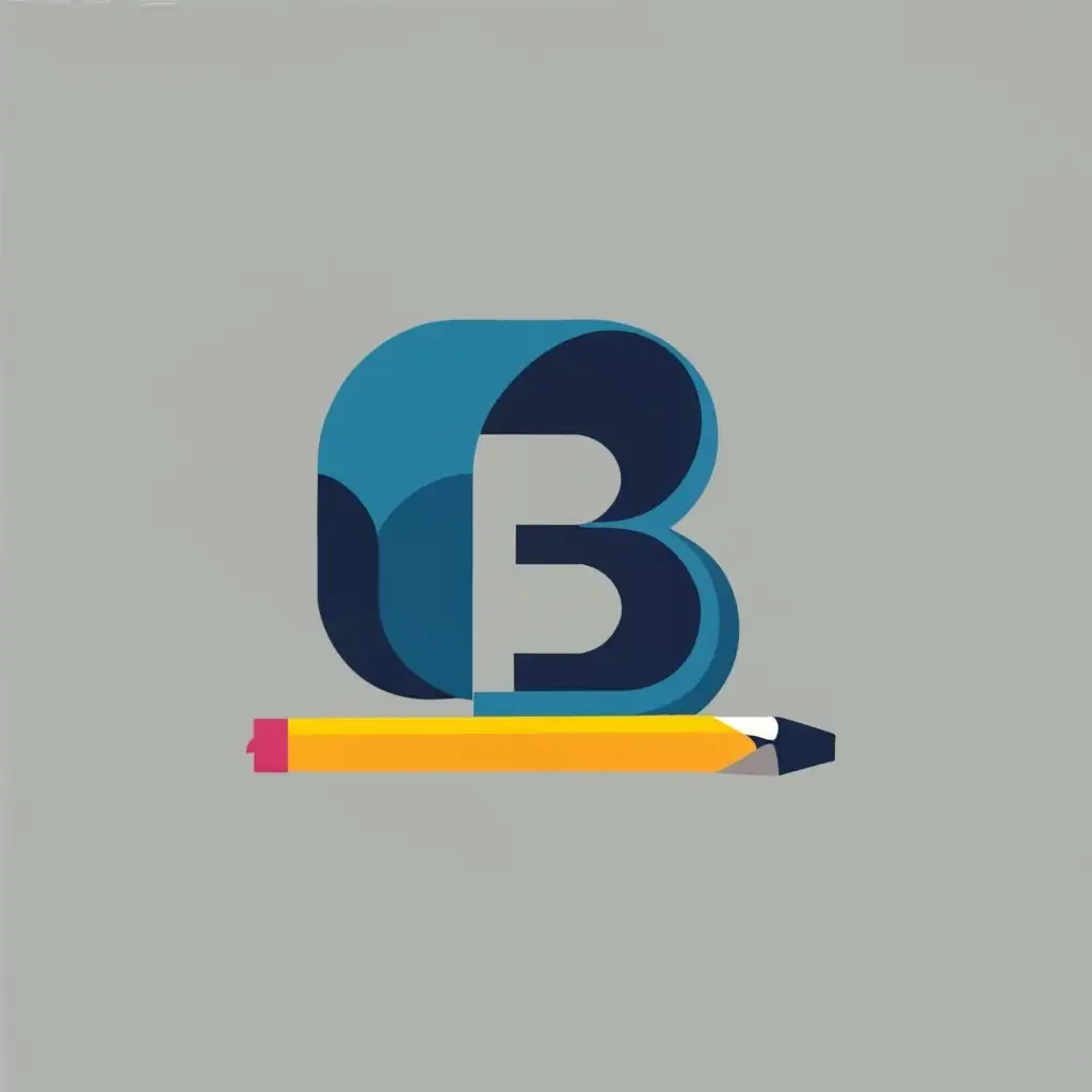 logo, A pencil bent into a b shape, with the text "Bostan Tarbiyat", typography, be used in Education industry