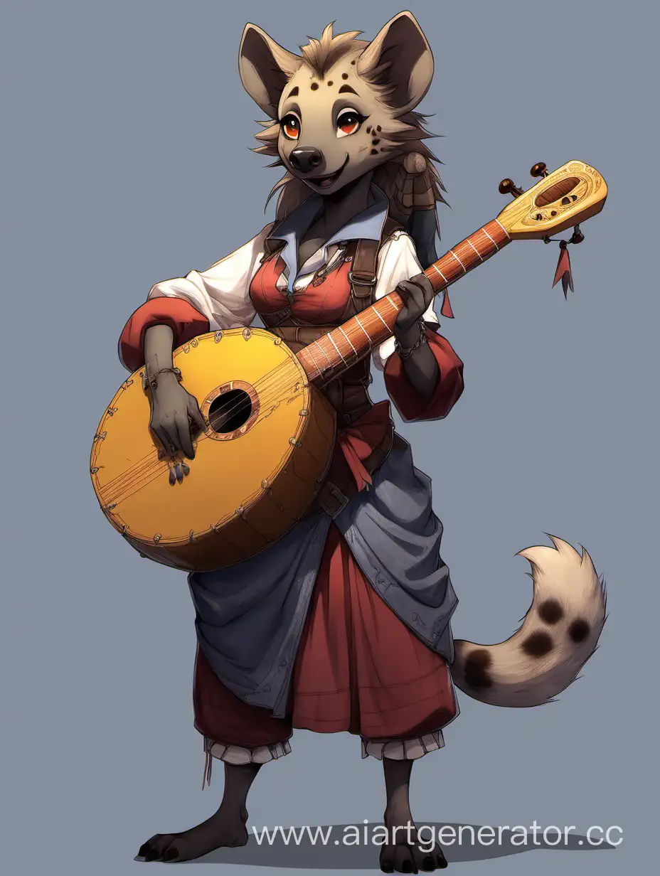 Cheerful-Hyena-Girl-Bard-Holding-Lute-in-Full-Height