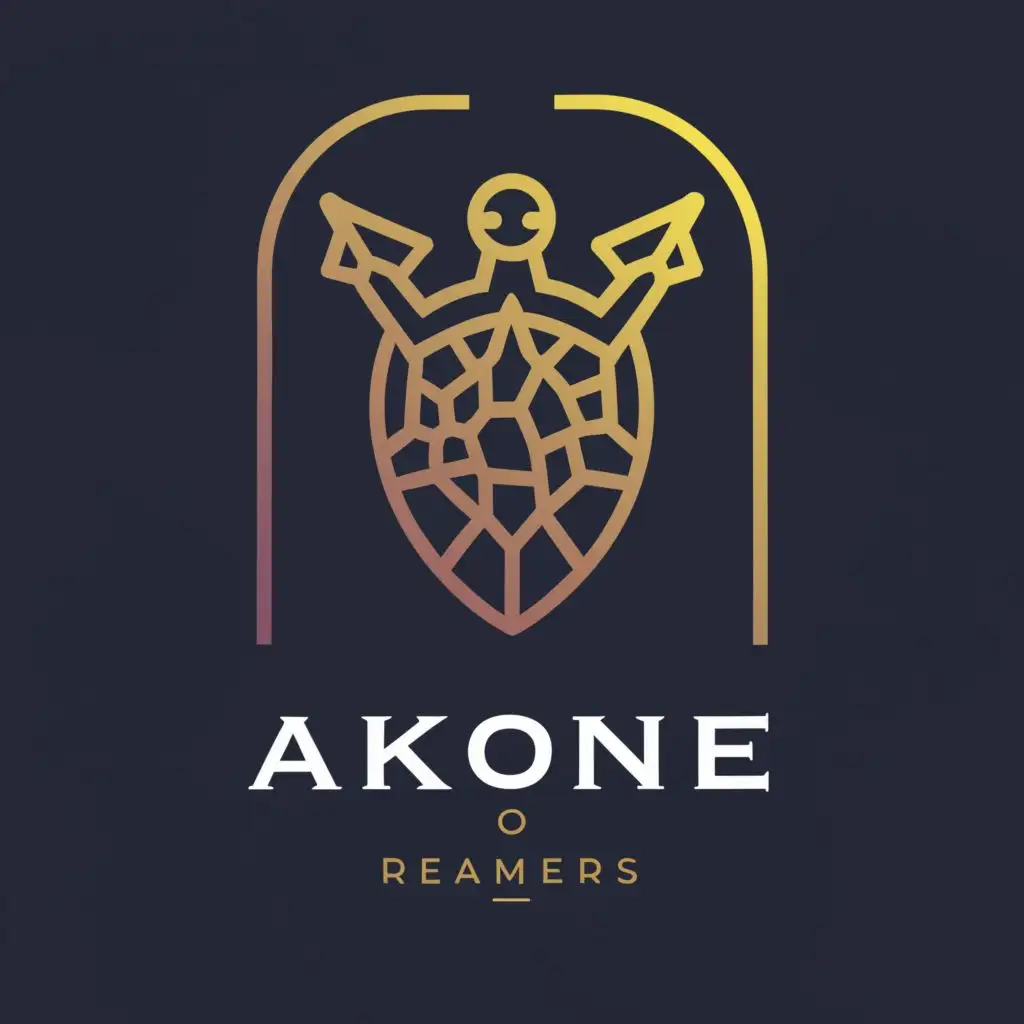 a logo design,with the text "AKONE", main symbol:TURTLE, STINGRAY, SUNRISE, SHIELD, SEAHORSE, ANCOR,complex,be used in Legal industry,clear background