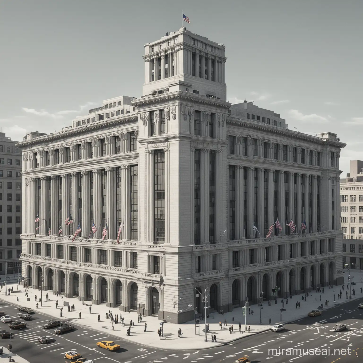 NEW YORK Government Building in GTA Style with Gray Tones