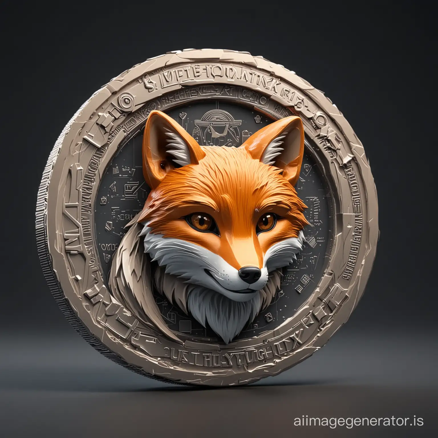 futuristic fox logo in coin style 3D without background,
fox is the crypto currency, high quality, 4k, realistic, details, futuristic, coin should write 'ESTABLISHED 2024 - GREECE MAKEDONIA'