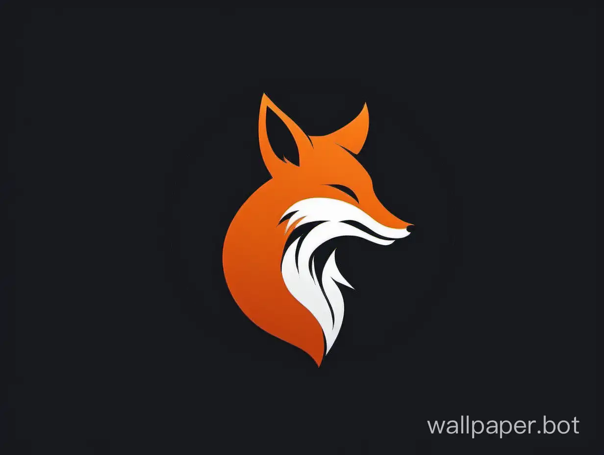 minimalistic fox logo, black background
