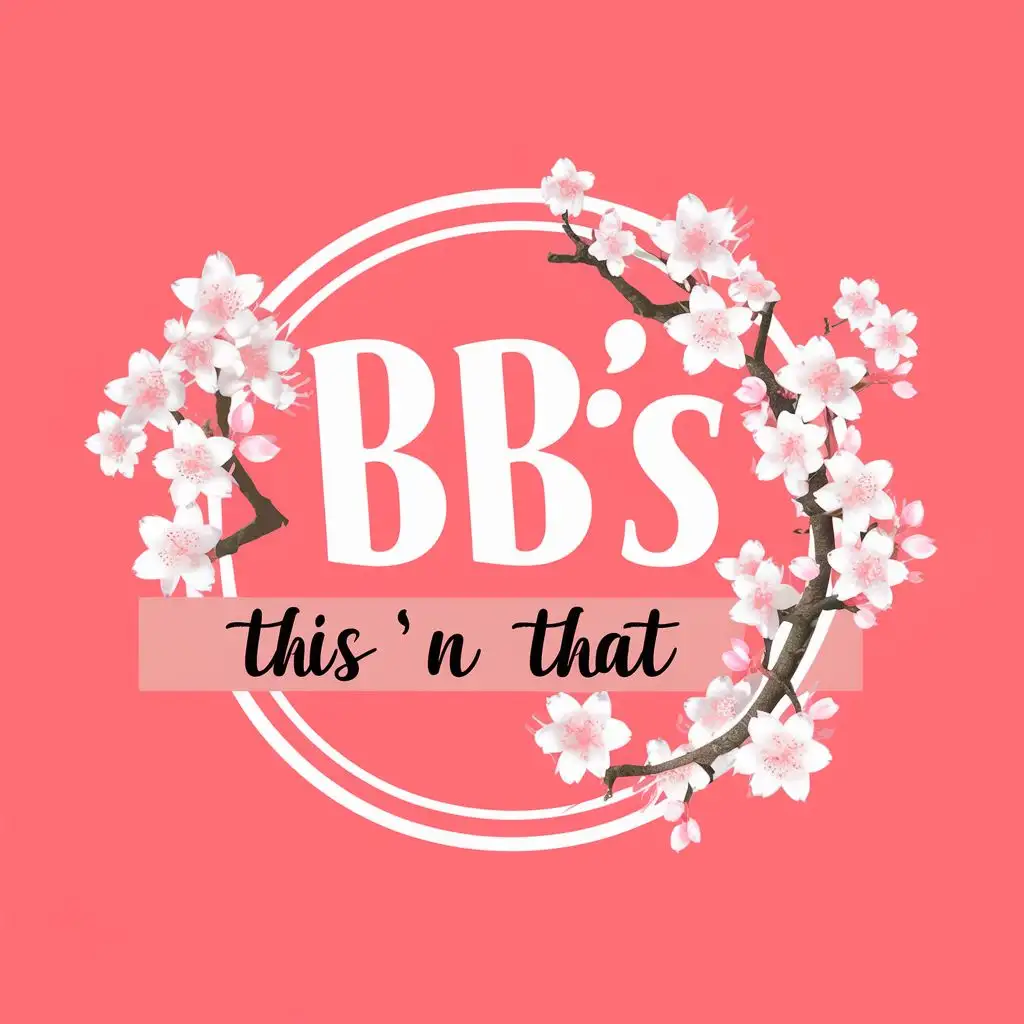 LOGO-Design-For-BBs-This-N-That-Cherry-Blossom-Theme-with-Elegant-Typography-for-Retail-Brand