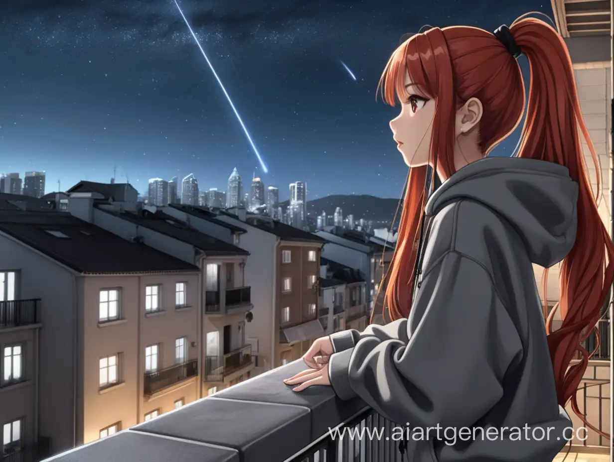 Enchanting-Anime-Girl-Admiring-Meteor-Shower-from-Balcony