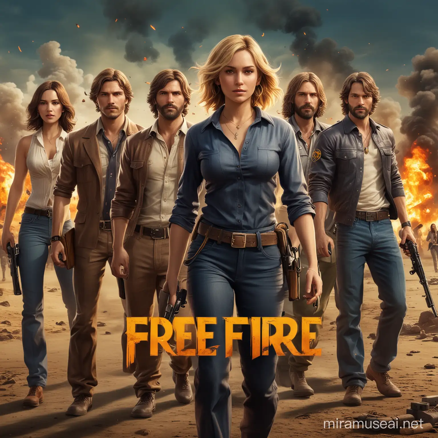 Intense Battle in the Flames Free Fire Action Scene