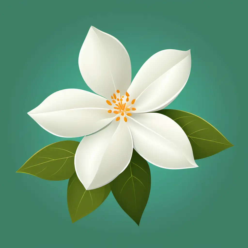 jasmine flower, plain background, vector art, 2d, flat