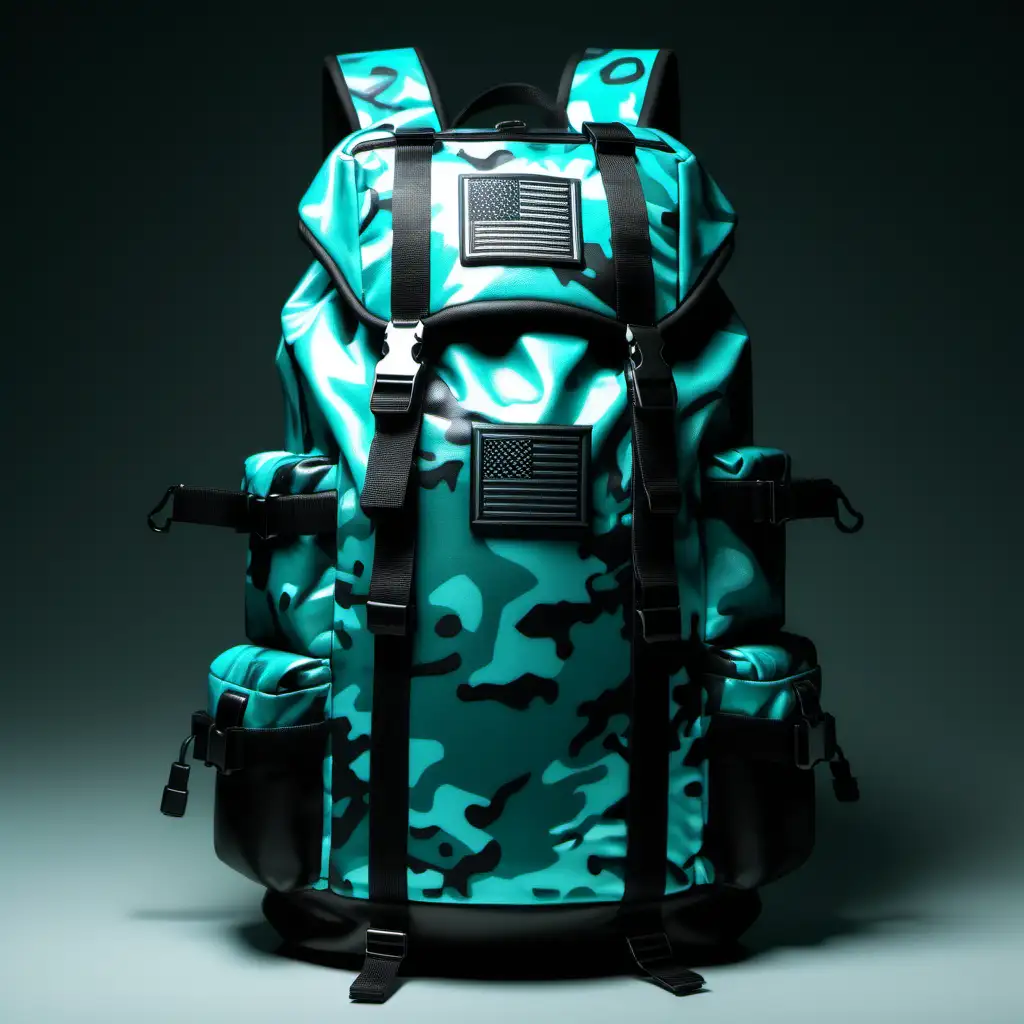 Futuristic Cyberpunk Soldier in Teal Camo Facing Forward