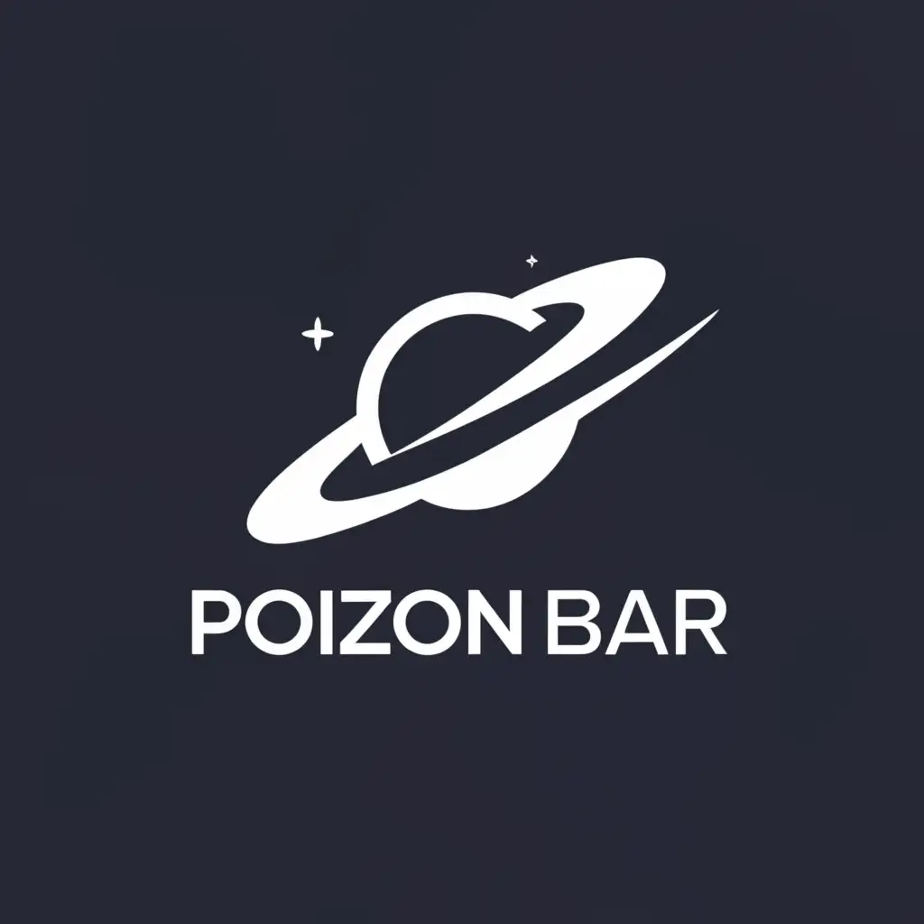 a logo design,with the text "POIZON BAR", main symbol:planet,Minimalistic,clear background