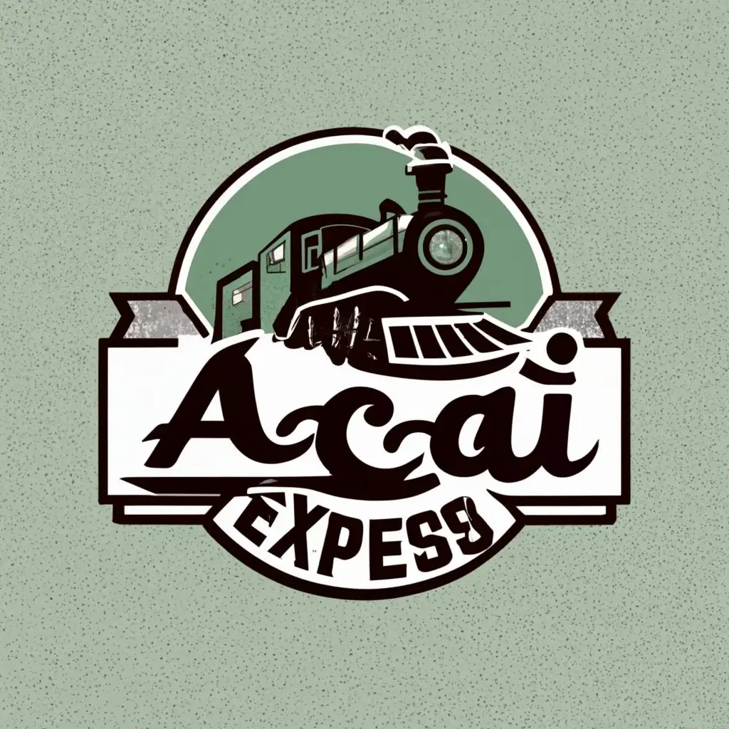logo, steam train, with the text "Açaí Express", typography