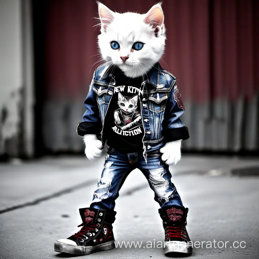 Stylish-Kitten-in-Trendy-Rock-Attire-Fashionforward-Feline-in-New-Rock-Shoes-True-Religion-Jacket-and-Affliction-TShirt