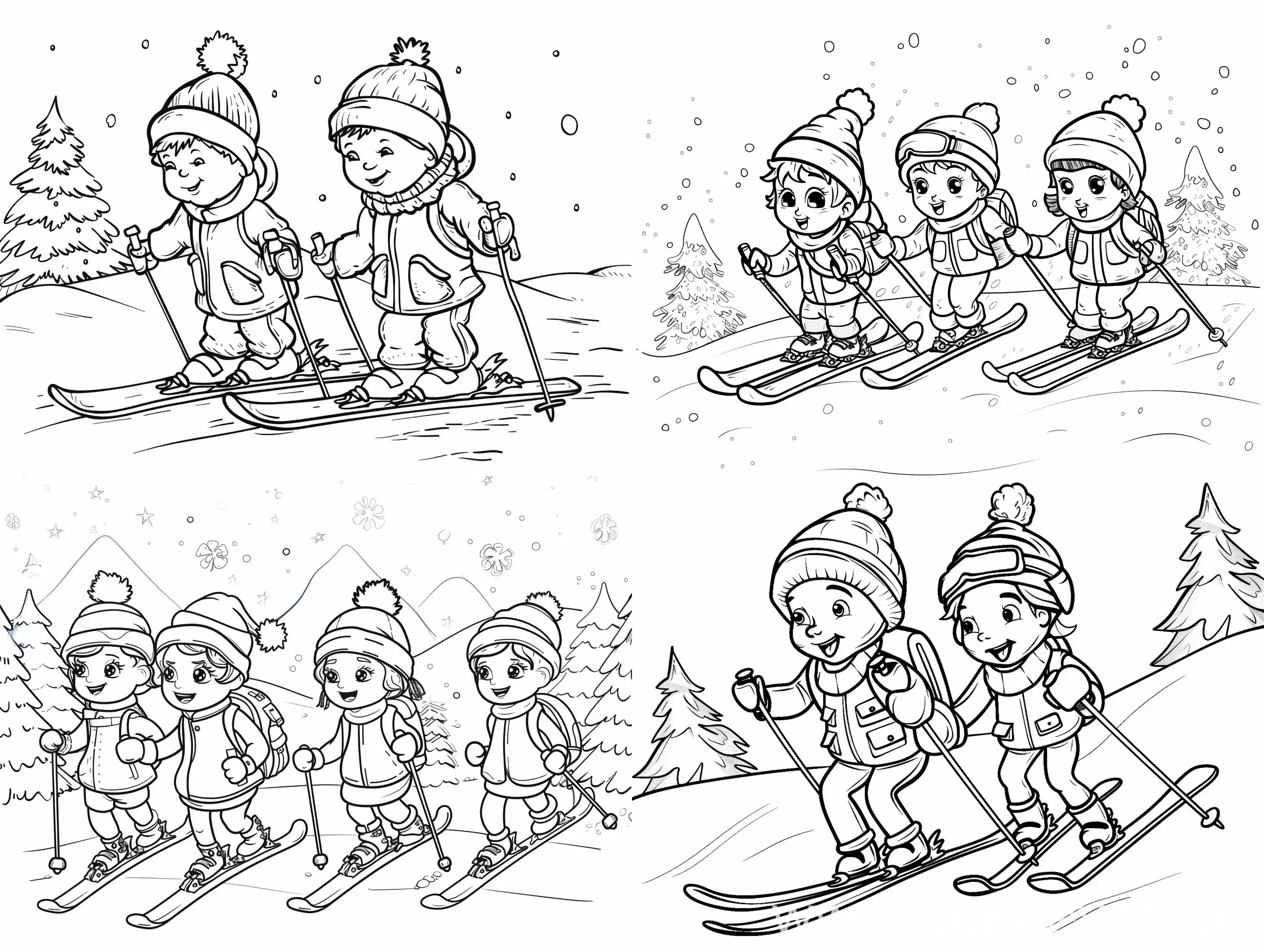 Children-Skiing-Coloring-Page-Fun-and-Simple-Cartoon-Style