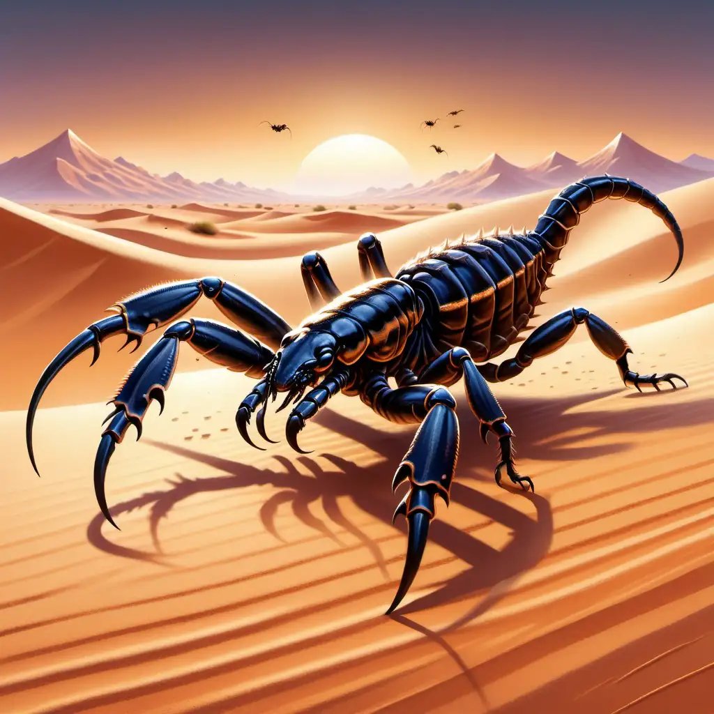 Nocturnal Desert Scorpion with Dark Claws and Spiky Body