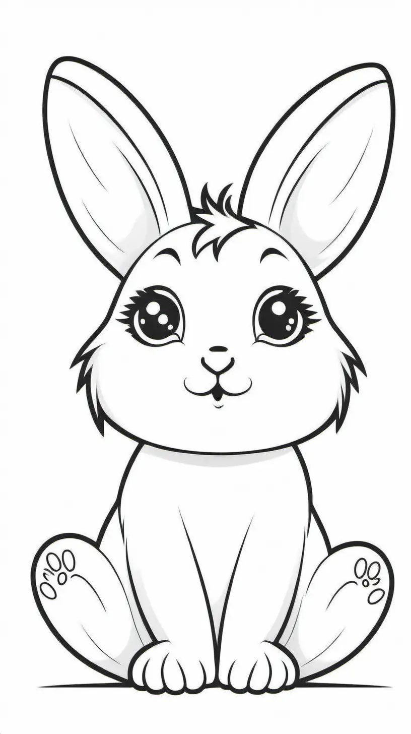 A cute simple rabbit for Kids coloring book Black and White.white background 

