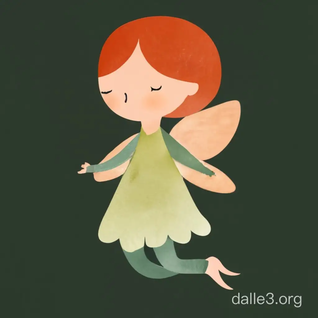 Little watercolor fairy, minimalist design,  simple kids illustration, no background