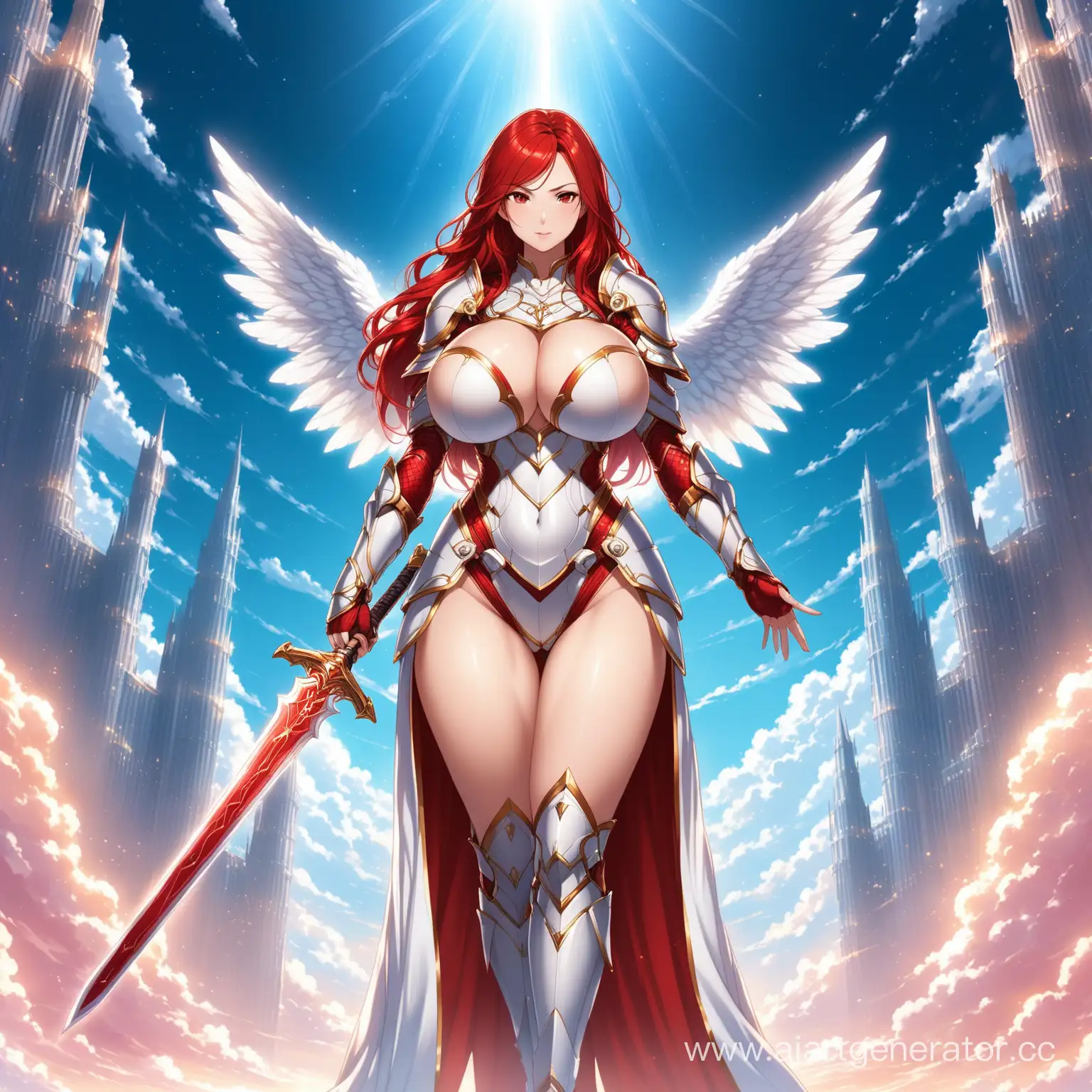 Heavenly-MILF-Angel-Warrior-with-Sword-in-Light-Armor