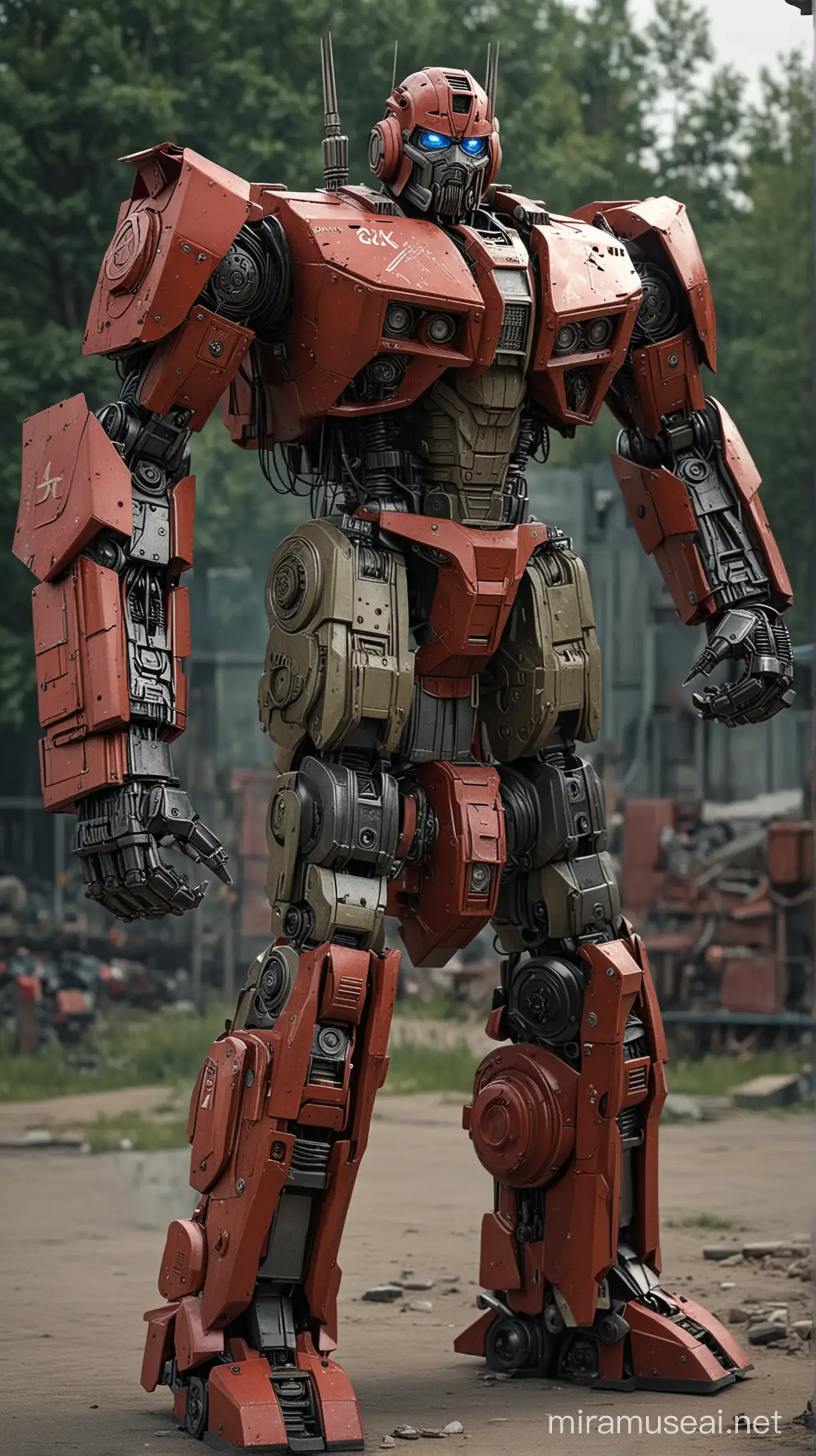 Highly detailed photo of a communist transformer. Blockbuster style. 4k --v 6.0