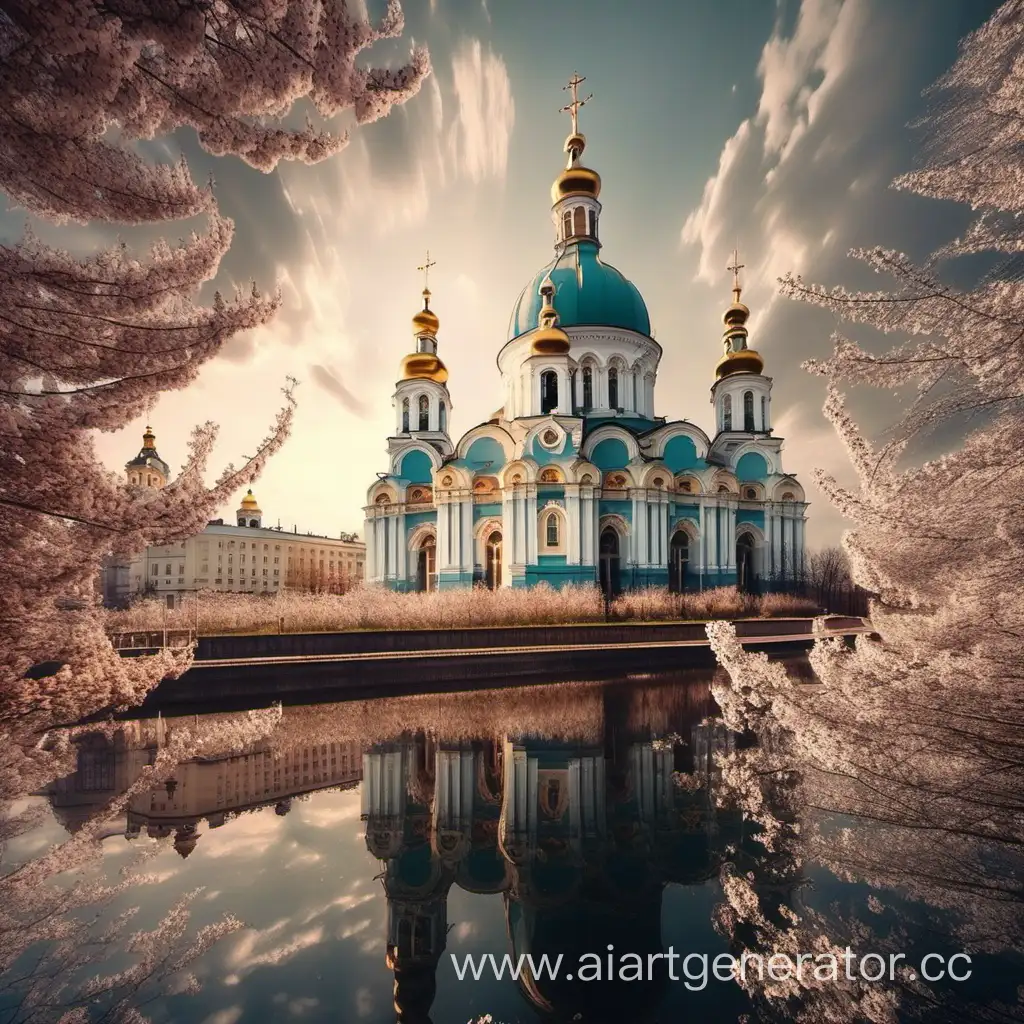 Blooming-Cathedral-in-Ukraine-Springtime-Splendor