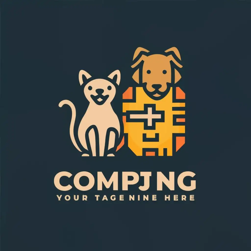 logo, Dog and Cat and chip, with the text "-----------", typography, be used in Technology industry