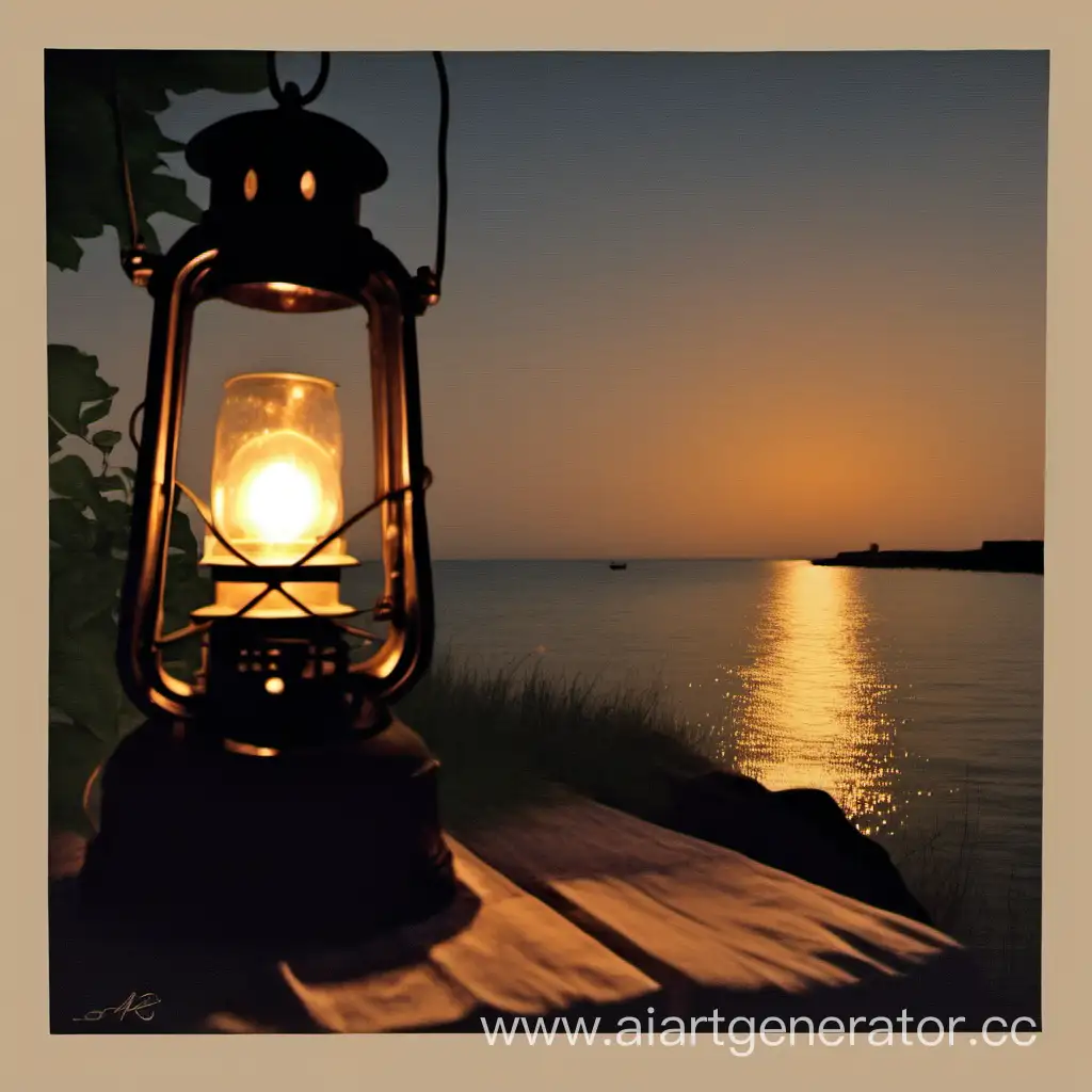 Tranquil-Evening-by-the-Sea-with-Lantern-Lights