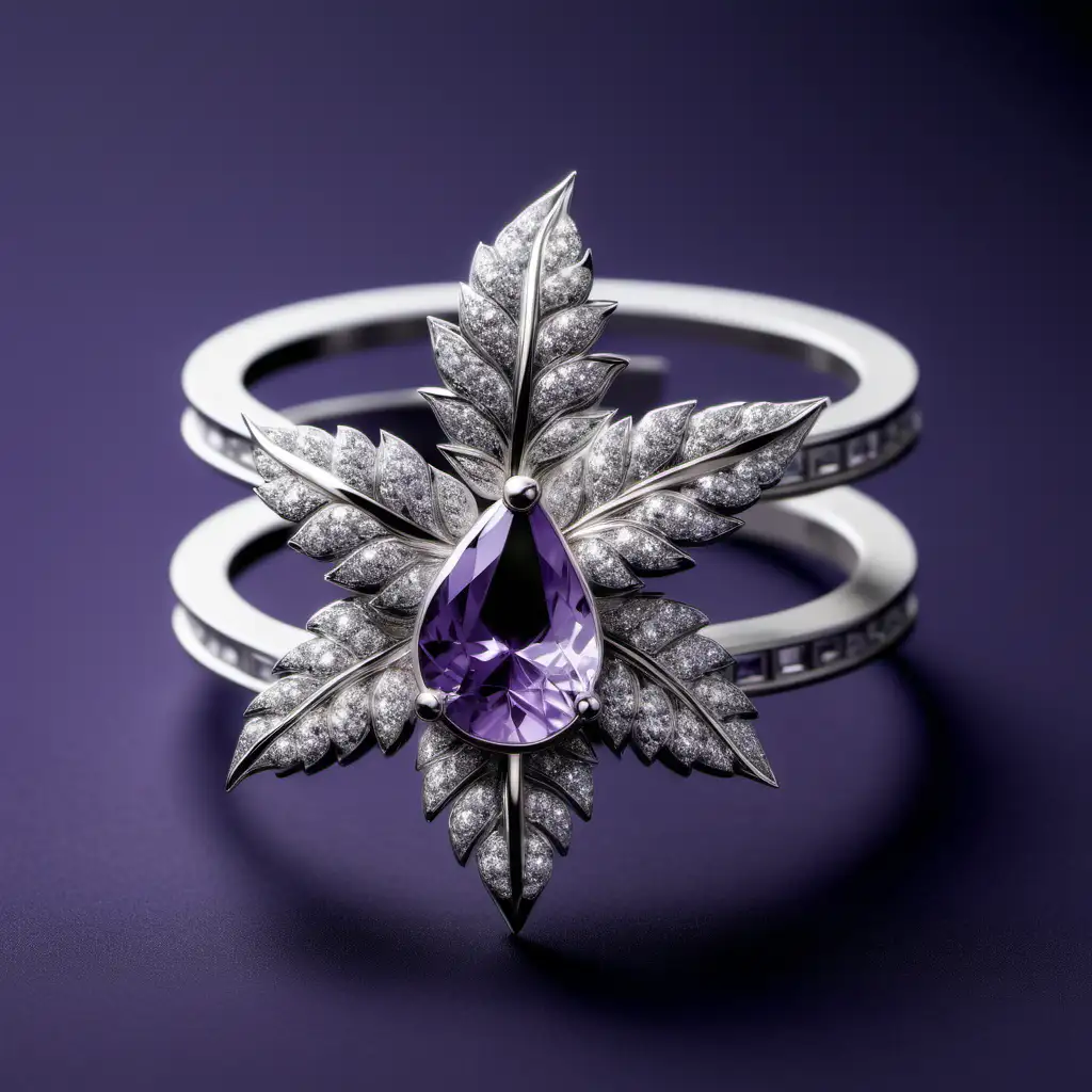 Lavender plant inspired jewelry made of diamonds and gemstones 